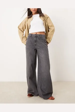 JDY High waisted wide leg jeans in washed grey