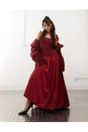 Amy Lynn Alexa satin maxi dress in -Red