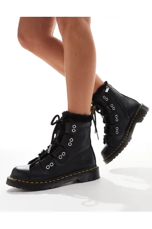 Dr. Martens 1460 faux fur lined 4 tie boots in milled nappa