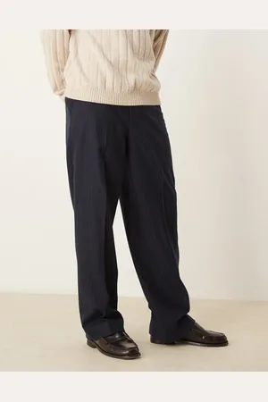 ASOS Smart wide leg wool blend pants in pinstripe