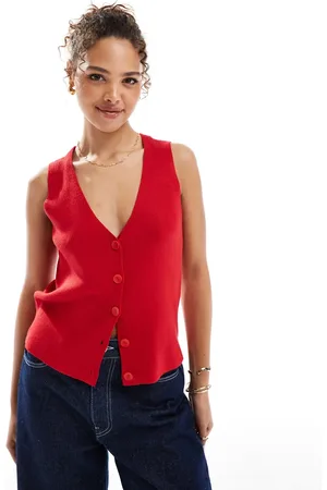 VERO MODA Knitted waistcoat in red