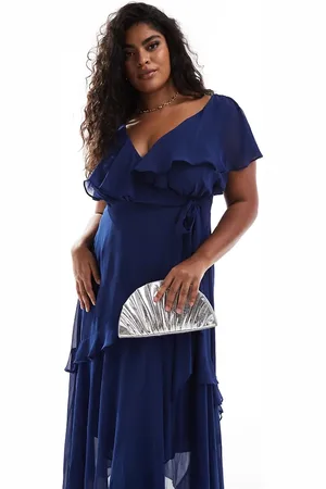 Forever New Lace ruffle satin midaxi dress in -Green