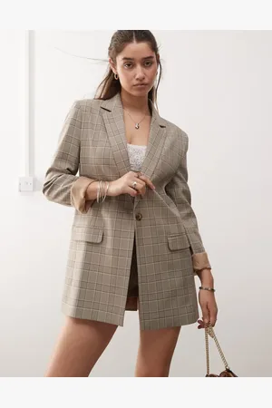 Miss Selfridge Oversized slouchy blazer in check print (part of a set)-Multi