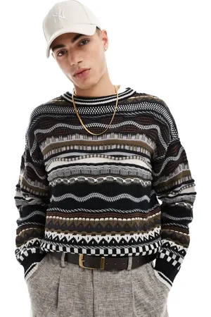 Cotton On Cotton On vintage mix knit jumper in black brown