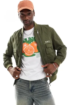 COLLUSION 2 in 1 washed ripstop bomber jacket with removable vest in khaki