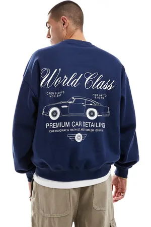 Cotton On Cotton On boxy fit sweatshirt in navy with world class retro graphic