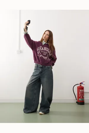 Wrangler Oversized printed sweatshirt in purple/burgundy-Red