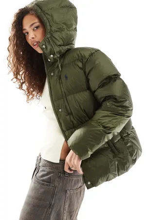 Ralph Lauren Hooded puffer jacket in olive green