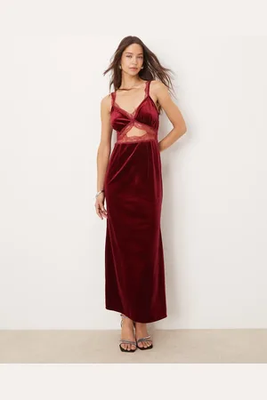 Never Fully Dressed Mimi velvet maxi dress in -Red