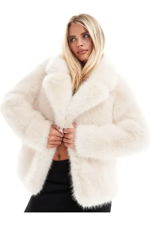 Forever New Faux fur coat in -Neutral