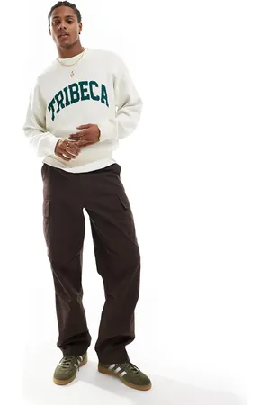 Cotton On Cotton On knitted jumper in with Tribeca graphic-Neutral