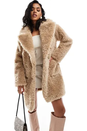 Forever New Button up faux fur coat in