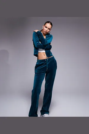 Juicy Couture Velour straight leg trackies exclusive to ASOS in (part of a set)-Blue