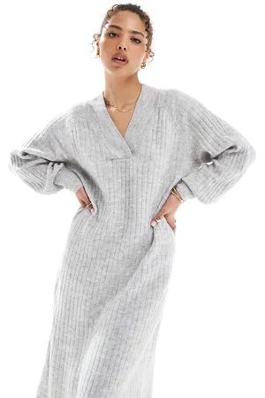 VERO MODA Oversized soft ribbed jumper dress in melange