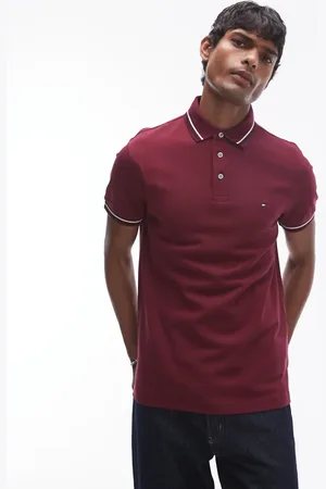 Tommy Hilfiger Tipped slim fit polo shirt in burgundy
