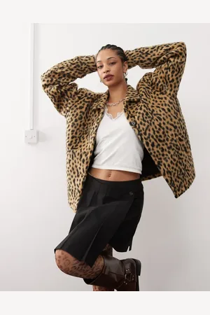 Obey Dottie leopard jacket in brown-Multi