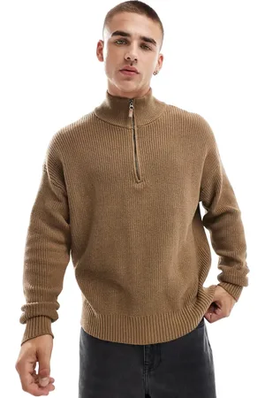 Cotton On Cotton On knitted long sleeve polo top in -Brown
