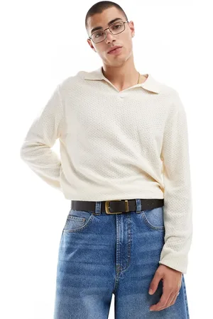 Cotton On Cotton On knitted long sleeve polo top in -White