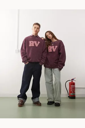Reclaimed Unisex logo sweat in -Red