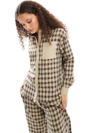 Daisy Street Oversized shirt with contrast check (part of a set)