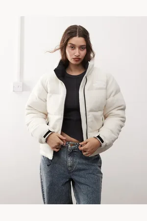 The North Face Retro Nuptse polar fleece puffer jacket in off white