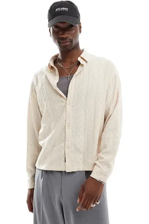 Native Youth Jacquard diamond stripe shirt in -White