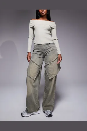 Liquor N Poker Baggy fit jeans with oversized pockets in tan-Neutral