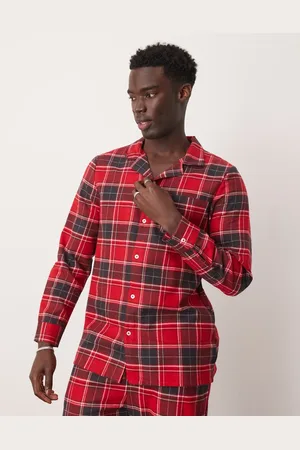 New Look Woven check pyjama shirt set in red