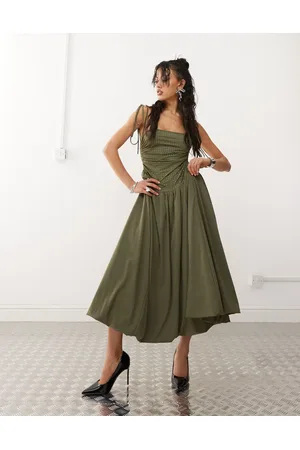 Amy Lynn Alexa puffball midi dress with hotfix bodice in -Green