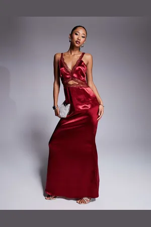 Never Fully Dressed Mimi lace cut-out slip midaxi dress in -Red