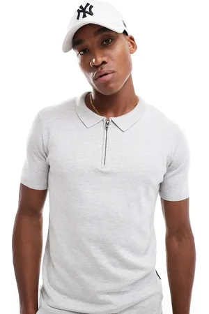 French Connection French Connection knitted half zip polo tee in