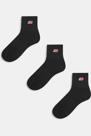 New Balance 3 pack ribbed ankle socks in with red logo