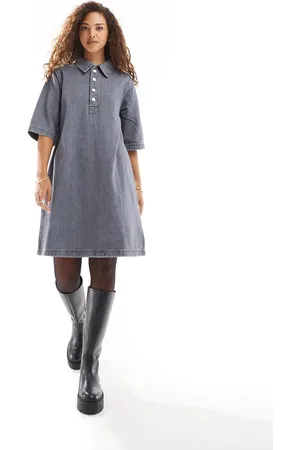 ONLY Short sleeve denim dress in grey