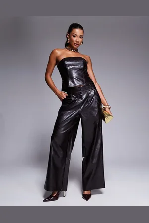 River Island Faux leather wide leg pants in (part of a set)