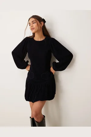 Neon Rose Heart detail velvet mini dress in