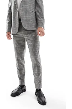 ASOS Slim suit pants in brushed check-Grey