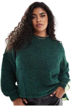 ASOS ASOS DESIGN Curve oversized crew neck jumper in green colourblock