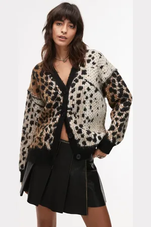 Topshop Knitted gradient animal oversized cardigan in