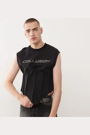 COLLUSION Corset shrunken sweat tank with metal branding in