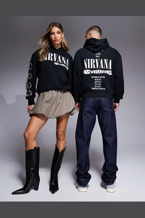 ASOS Unisex oversized licence hoodie with Nirvana Nevermind prints in black