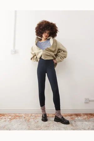 COLLUSION Heavyweight ribbed leggings in dark grey with deep cuff