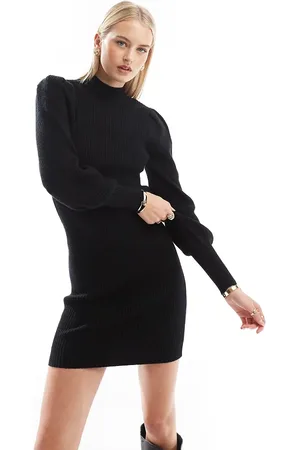 ONLY High neck jumper dress with bell sleeve in