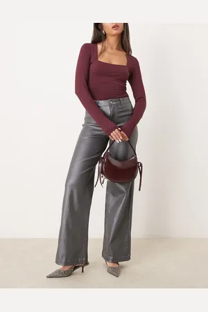 JDY High waisted wide leg metallic jeans in