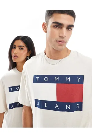 Tommy Hilfiger Unisex large flag logo t-shirt in off