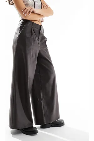 COLLUSION Coated wide leg PU pants in