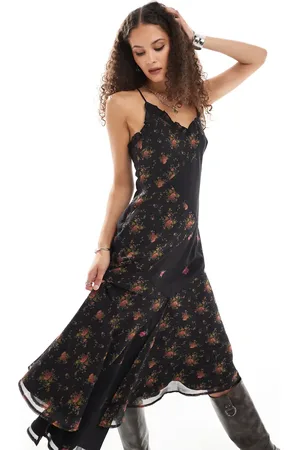Reclaimed Cami slip dress with spliced floral print-Multi
