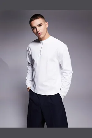ASOS Relaxed boxy heavyweight half zip long sleeve t-shirt in