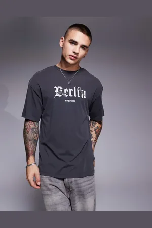 ADPT. Oversized Berlin print t-shirt in washed grey