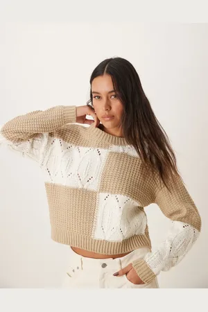 JDY Mix structured jumper in white and -Green