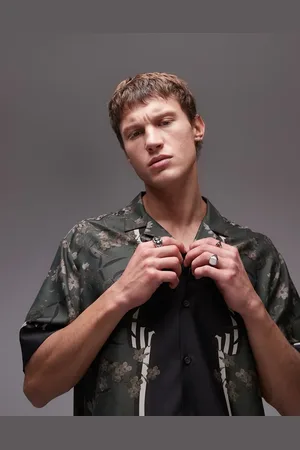Topman Short sleeve satin printed shirt in